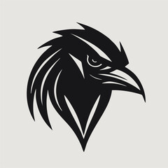 Apex predator bird head, black and white isolated on white background, mascot, design element for business, shirt, t shirt, logo, label, emblem, tatoo, sign, poster, emblems, Vector illustration