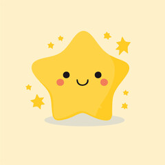 Cute Little Yellow Smiling Star Cartoon Vector Design