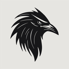 Apex predator bird head, black and white isolated on white background, mascot, design element for business, shirt, t shirt, logo, label, emblem, tatoo, sign, poster, emblems, Vector illustration