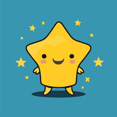 Cute Little Yellow Smiling Star Cartoon Vector Design