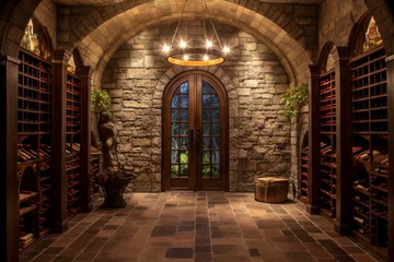 Fotobehang A stunning picture of a captivating wine cellar. Generative AI © Evander
