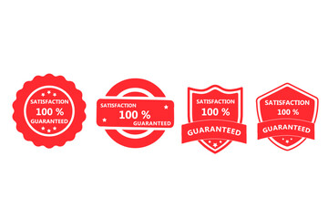 Customer satisfaction 100 percent guaranteed red badge s set collection vector isolate on white background