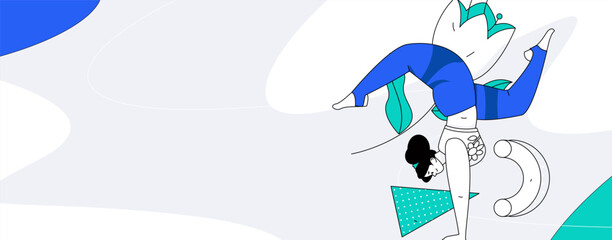    Practicing yoga, physical and mental health, flat vector character concept, operation hand drawn illustration
