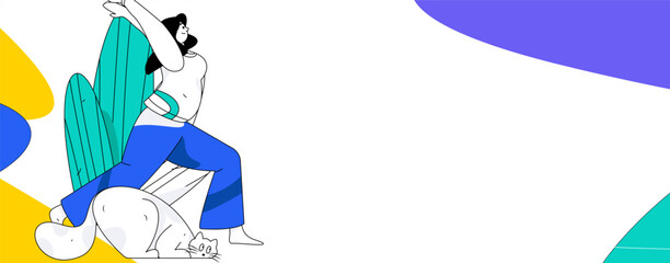    Practicing yoga, physical and mental health, flat vector character concept, operation hand drawn illustration
