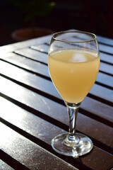 A glass of white sturm (young wine). Sturm is very popular in Austria during the fall.