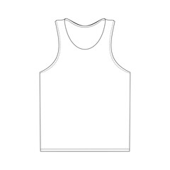 Tanktop male front outline view template mock up vector illustration