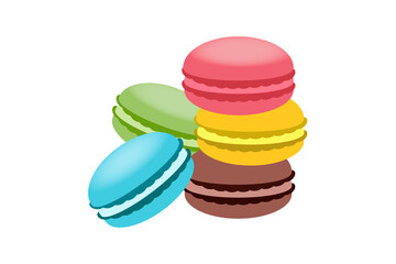重なるカラフルなマカロンのシンプルなイラスト