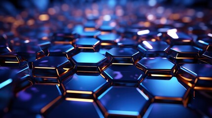 Obraz premium Futuristic Blue Hexagonal Net Background , Background Image,Desktop Wallpaper Backgrounds, Hd