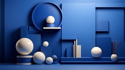 Flat Geometric Models Classic Blue Background , Background Image,Desktop Wallpaper Backgrounds, Hd