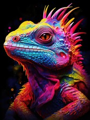Obraz premium A vibrant and spiky-headed lizard in its natural habitat