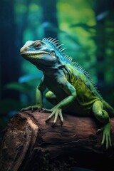 Fototapeta premium A majestic lizard perched on a tree branch