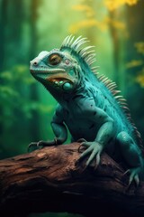 Obraz premium A majestic lizard perched on a tree branch