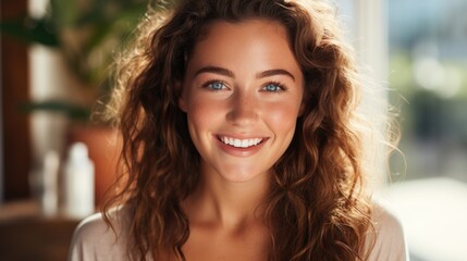 Obraz premium Beautiful, healthy and smooth skin woman face. smooth and healthy face for skincare cosmetics advertising or beauty product.