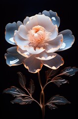 A beautiful white flower against a dramatic black backdrop
