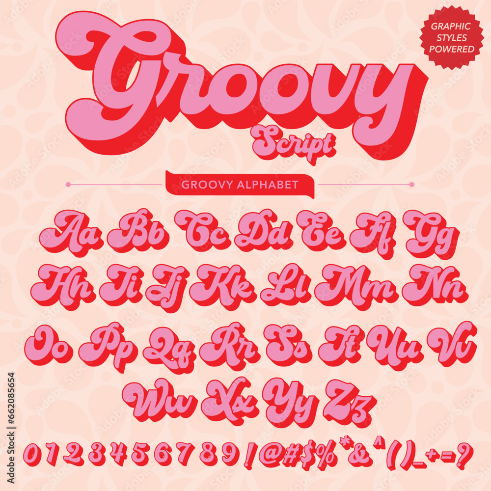 Fototapete abstract groovy script retro font template design