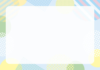 ブルーの背景色に幾何学図形を用いた背景素材。コピースペース。