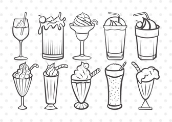 Milkshake Clipart SVG Cut File | Drink Shake Svg | Root Beer Float Svg | Cherry Svg | Ice Cream Svg | Eps | Dxf | Png
