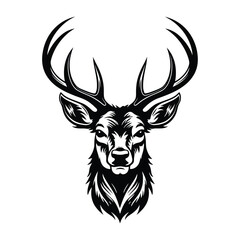 Silhouette of deer, black and white