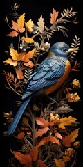 a vibrant blue bird perched on a lush tree branch covered in vibrant green leaves