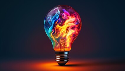 light bulb swirl inside overlay flames imagery blue orange lighting cognitive cohesion coherence environment vibrant