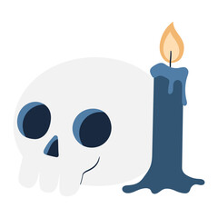 skull with candle halloween vector graphic