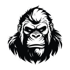 Fototapeta premium Silhouette of angry gorilla, black and white