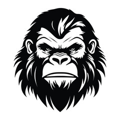 Silhouette of angry gorilla, black and white