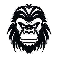Silhouette of angry gorilla, black and white