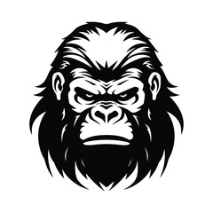 Silhouette of angry gorilla, black and white