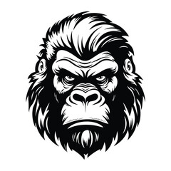 Silhouette of angry gorilla, black and white