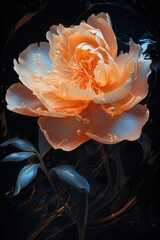 a vibrant orange flower against a contrasting black background