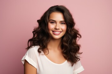 Fototapeta premium a woman with long hair and a white shirt