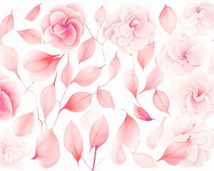 Fototapeta premium 水彩で描いたピンクの花びらのフレーム