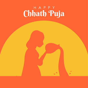 happy chhat puja poster template vector