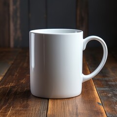 Fototapeta premium A white coffee mug sitting on a table. Generative AI. 