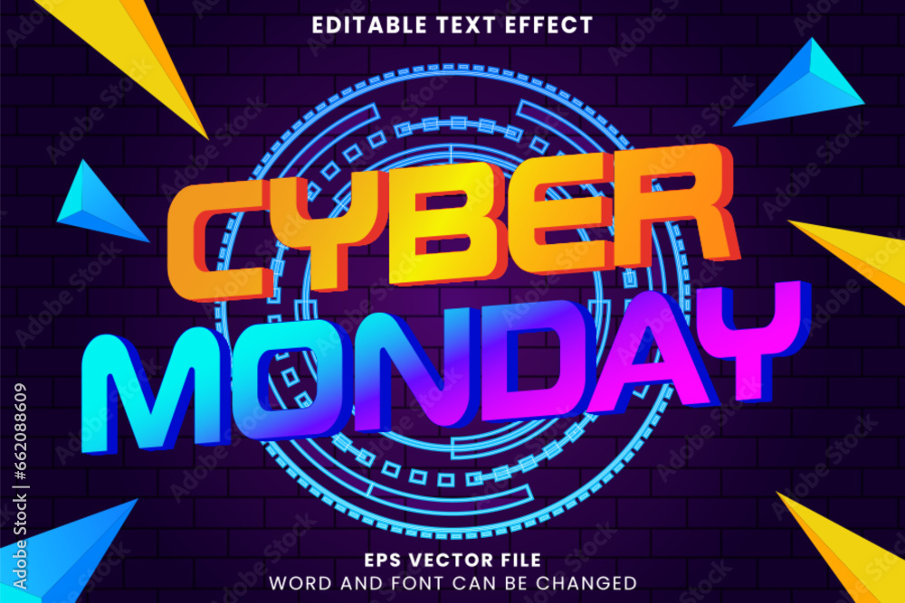 Aufkleber cyber monday colorful 3d editable vector text effect