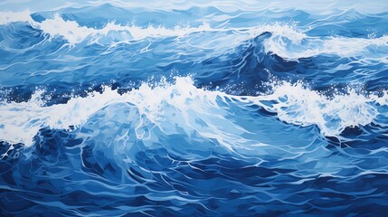 wave crashing ocean white foam ultramarine thick layers rhythms purely out deep oil