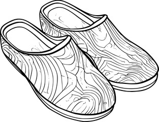Outline of Slippers for coloring page