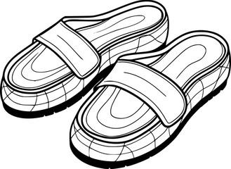 Outline of Slippers for coloring page