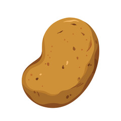 One raw whole potato vector illustration isolated on white square background. Simple flat cartoon art styled vegetable drawing.