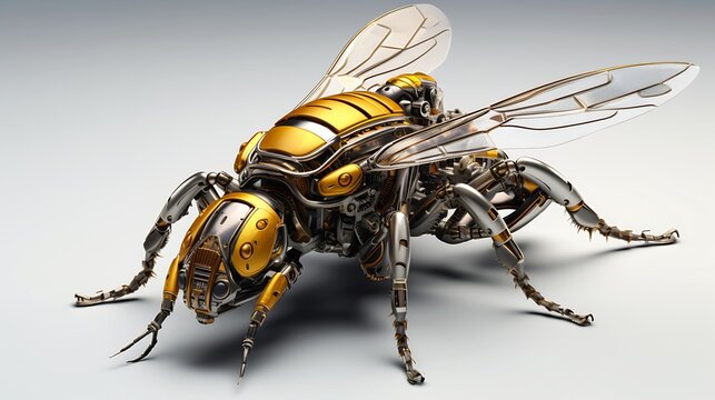 closeup metal insect yellow body highly bee quantum processor wood female mascot reduce duplication interference military drone grey buggy