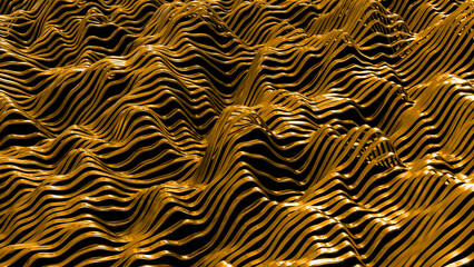 3D Abstract Wavy Golden Lines