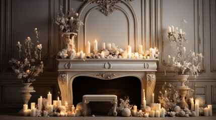 White Decor Candle lighting - Created using Generative AI