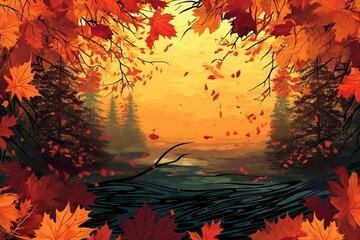 background with fall foliage and natural elements. Generative AI