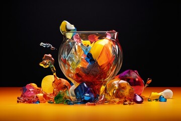 colorful glass with loose objects. Generative AI