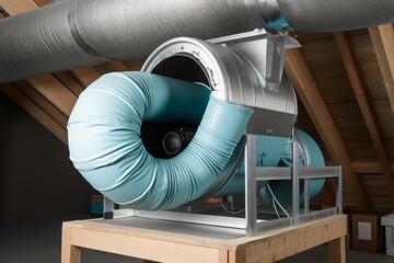 Ventilation system for attic with air recuperator. Generative AI