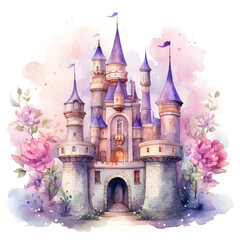 Wondrous Watercolor Illustration of a Charming Princess Castle