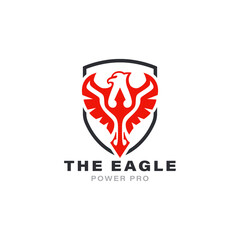 Eagle logo shield vector illustration for sport or outdoor graphic icon