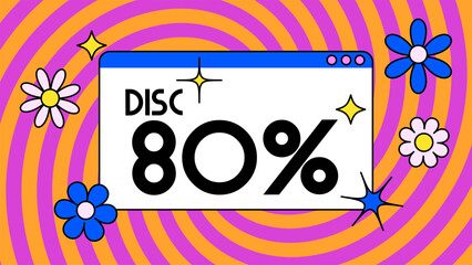 Template banner background virtual screens, flowers icon advertising promotion sale design. vector illustration. bright color style. 