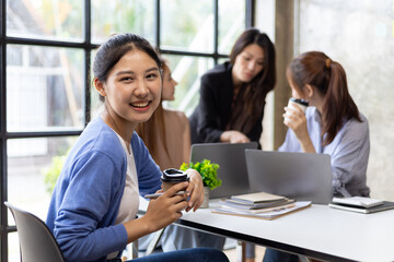 Group portraits of colleagues in the workplace.